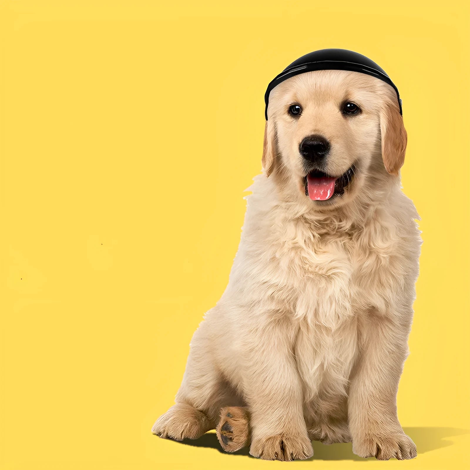 Small S size plastic pet motorcycle helmet in pink, black, yellow or green.