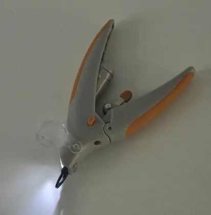 Dog nail clipper with imitation blood line indicator and built-in LED light for pet grooming
