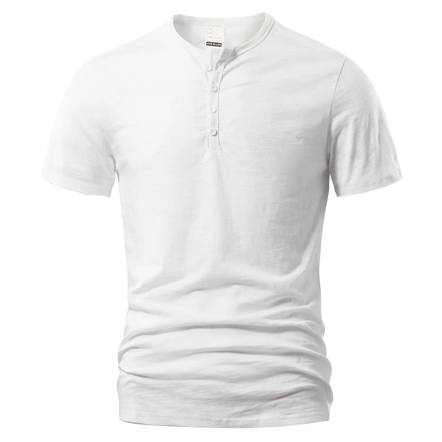 Men's slub cotton short sleeve t-shirt in a solid colour on a hanger