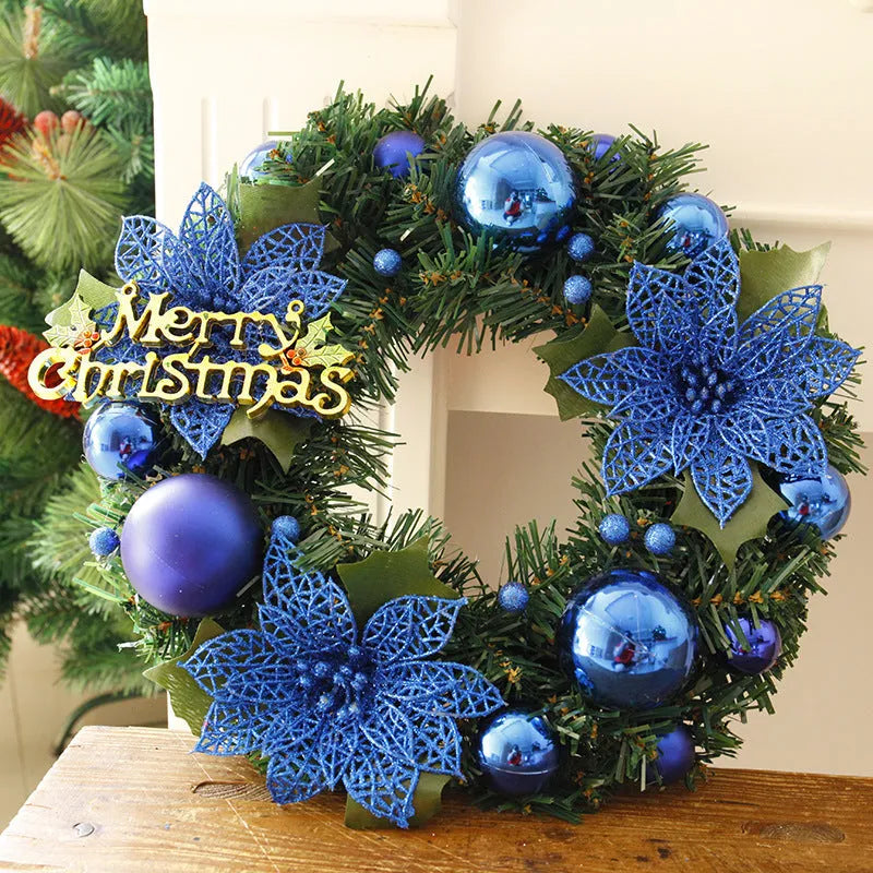 30cm multicolour plastic Christmas wreath hanging on door