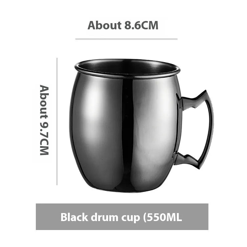 Stainless steel Moscow Mule cup with copper interior in silver, gold, rose gold or black colours