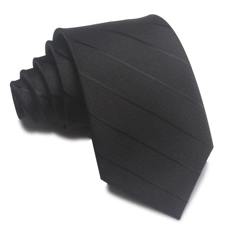 8cm wide polyester jacquard business tie with striped pattern in various colour options