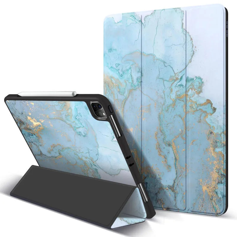 iPad Pro anti-drop protective case with magnetic pen slot and adjustable stand in simple style