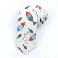 Narrow cotton bow tie with a printed cartoon pattern in a selection of colours.