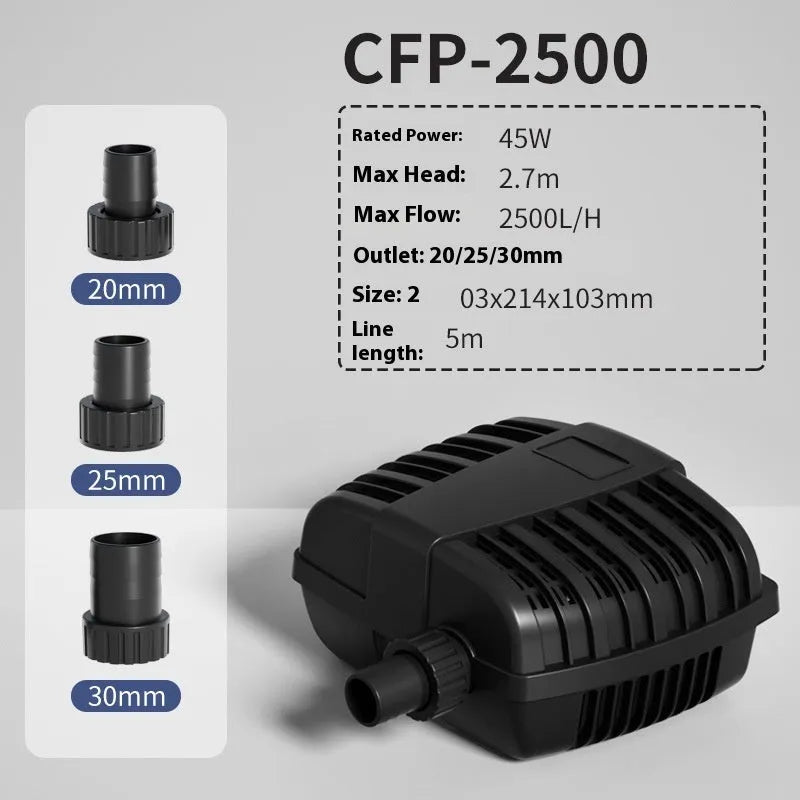 White horizontal CFP series large flow filter pump for garden ponds and turtle tanks.