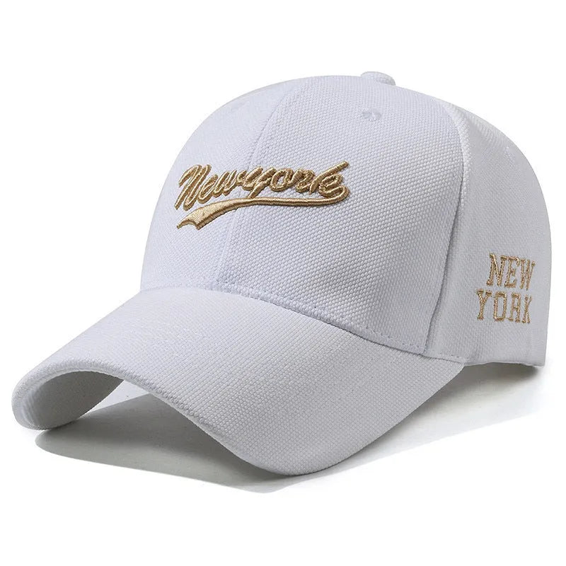 Hard crown baseball cap with embroidered letters in cotton, adjustable size, breathable sunshade