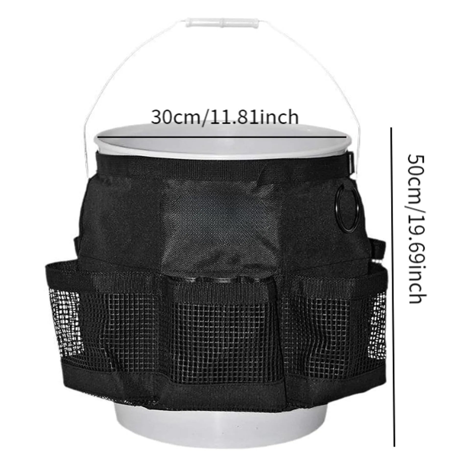 Black cylindrical polyester storage bag for 5-gallon barrels with carrying handles
