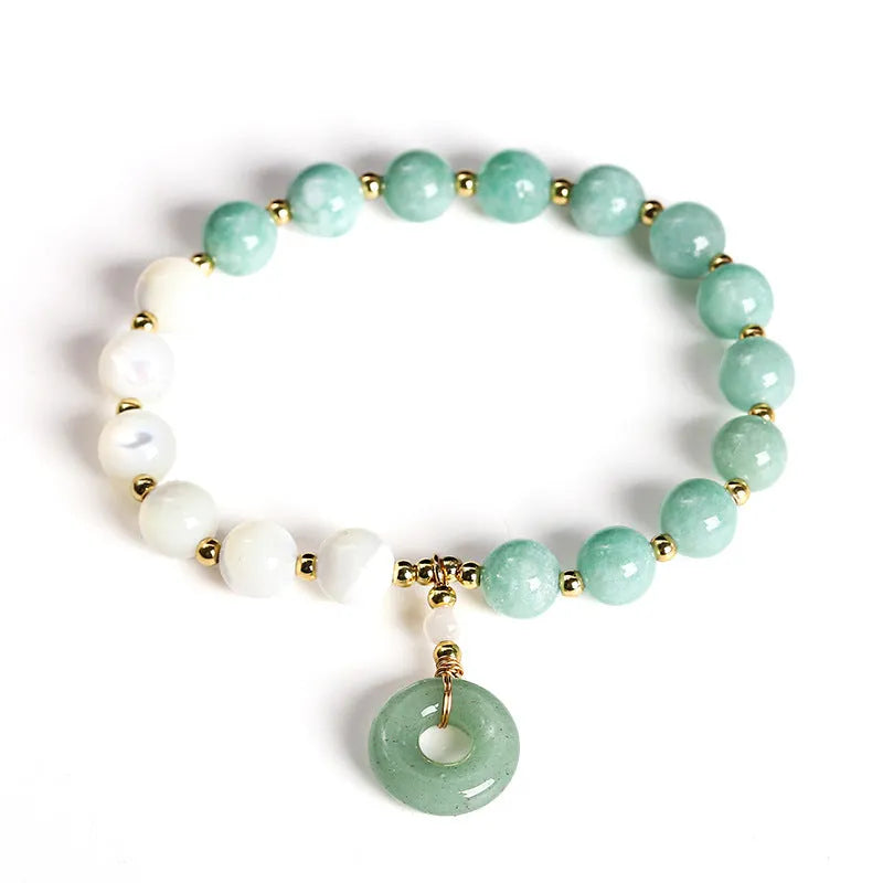 Natural Burma jade safety buckle bracelet blue copper 8mm for women