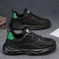Men's white and black breathable PU mesh casual shoes with round toe, shown in sizes 39-44.
