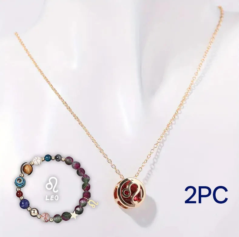 Natural stone beaded necklace and bracelet set on display, showing multiple style colour options.