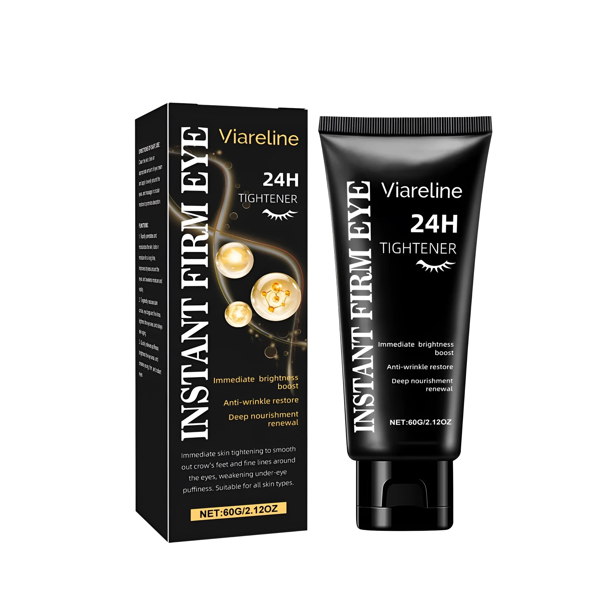 60g anti-aging eye cream with hyaluronic acid and collagen in a white jar