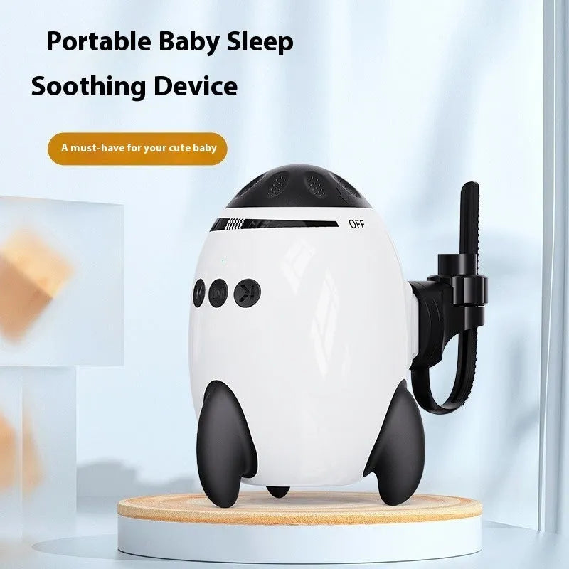 White baby stroller shaking device with Bluetooth connectivity measuring 12x9.3x8cm