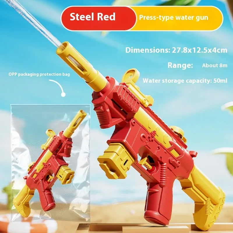 Plastic pull-out children's toy water pistol 27cm single tube water monitor in blue fireworks shape