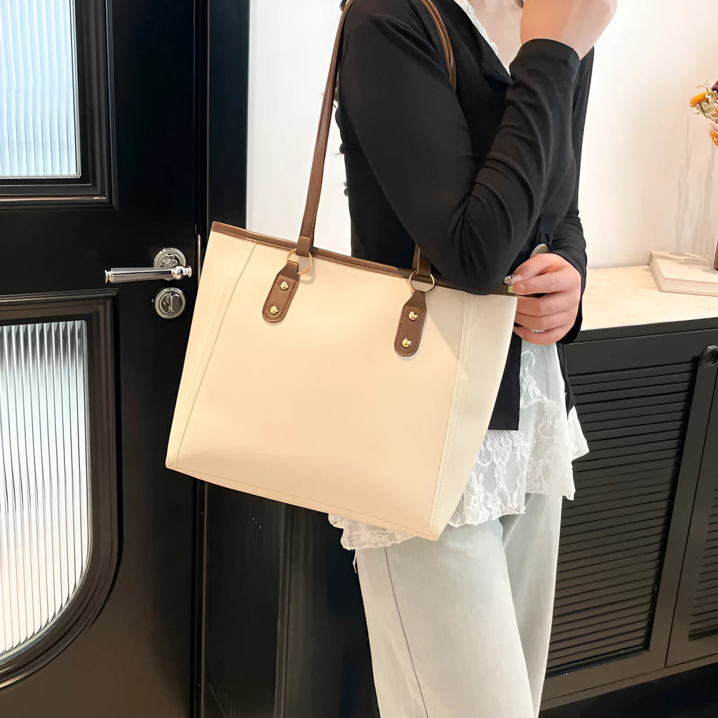 Korean style horizontal square shoulder underarm bag in PU leather with sandwich pocket design
