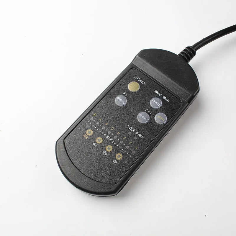 Black heating massage mat seat cushion with infrared physiotherapy function and variable speed control