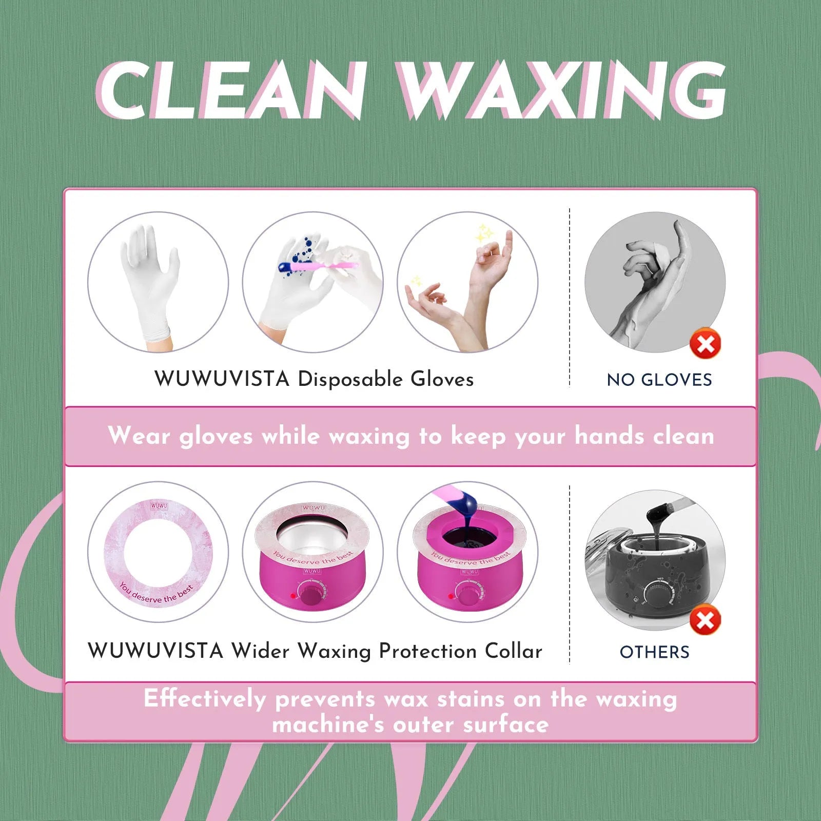 WUWUVISTA 56-piece professional waxing kit with wax warmer, wax beads, applicators and aftercare products
