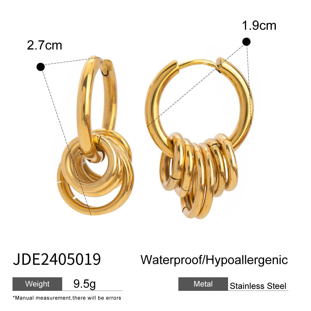 Stainless steel electroplated earrings in ins style with unisex design
