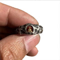 Hand-forged copper Grotto Buddha ring with rock texture, shown in size No. 8