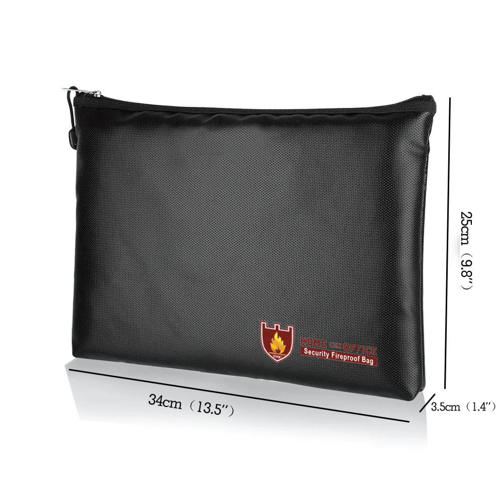 Black contract information document bag in fire-proof material