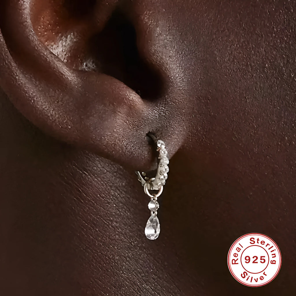 S925 sterling silver diamond ear ring plus pendant set with double ring geometry design in gold finish