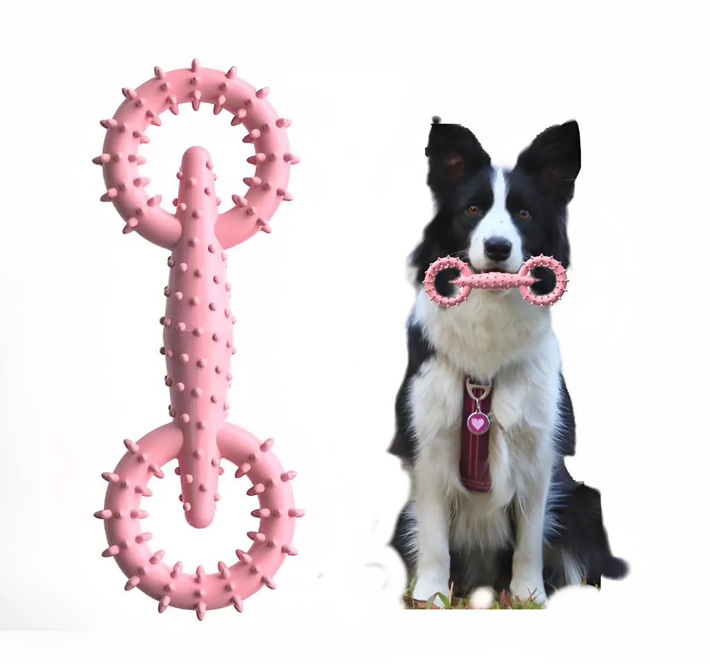 Blue TPR dog chew toy ring measuring 16cm for teething puppies and dogs