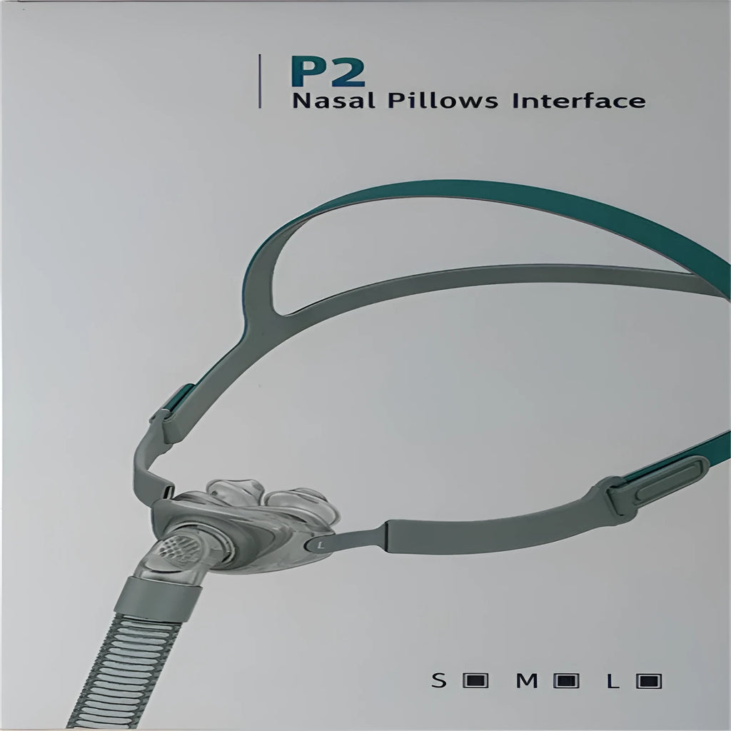 Ventilator nasal pillow set with silicone nose pads, cushion, and plastic headband