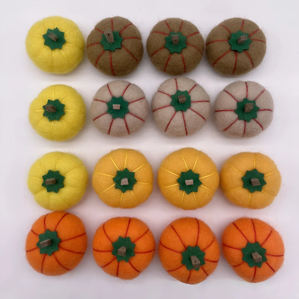 Wool felt pumpkin poke ornaments for doll decoration in multiple colours