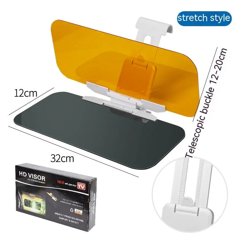 Universal car sun visor accessory with telescopic installation for glare reduction