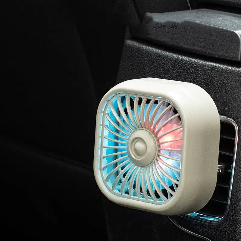 Small USB car fan with three-speed controls for vehicle ventilation