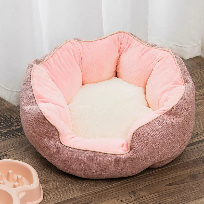 Blue octagonal pet bed with removable mats for small dogs and cats