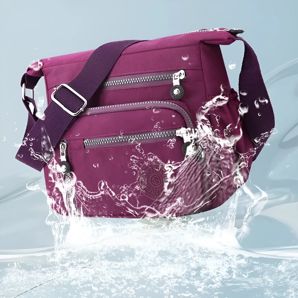 Soft nylon large capacity square messenger bag in multiple colour options on a single shoulder strap.