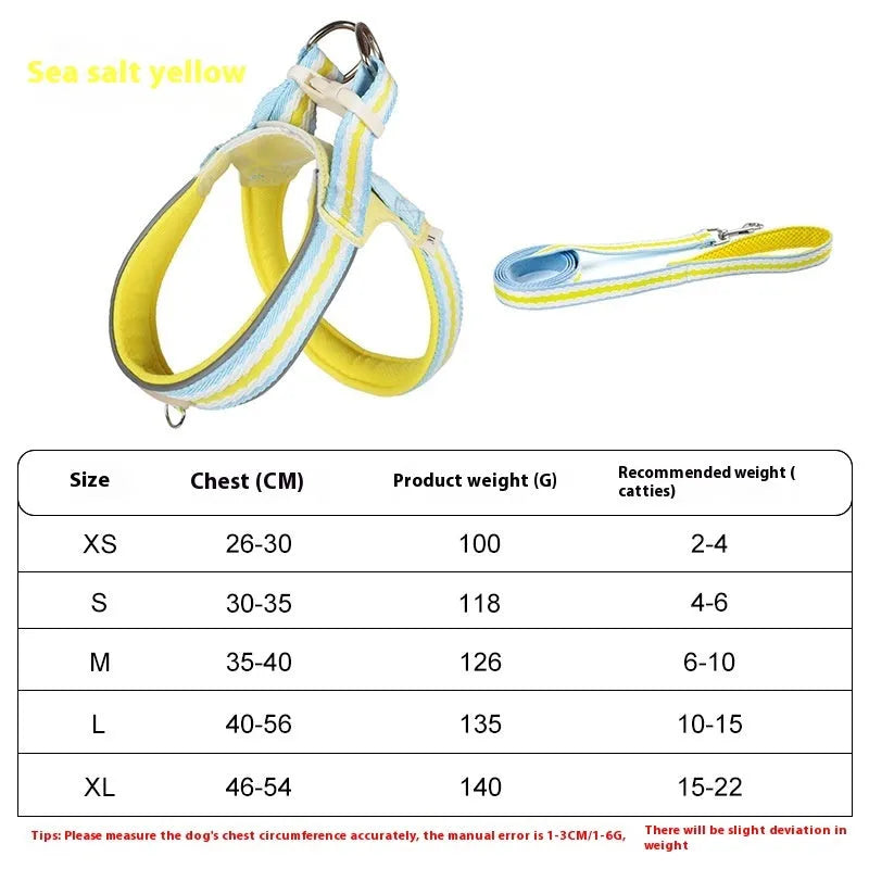 Y-style dog harness and matching 1.4 metre traction rope in coral orange for dogs 2kg to 17.5kg
