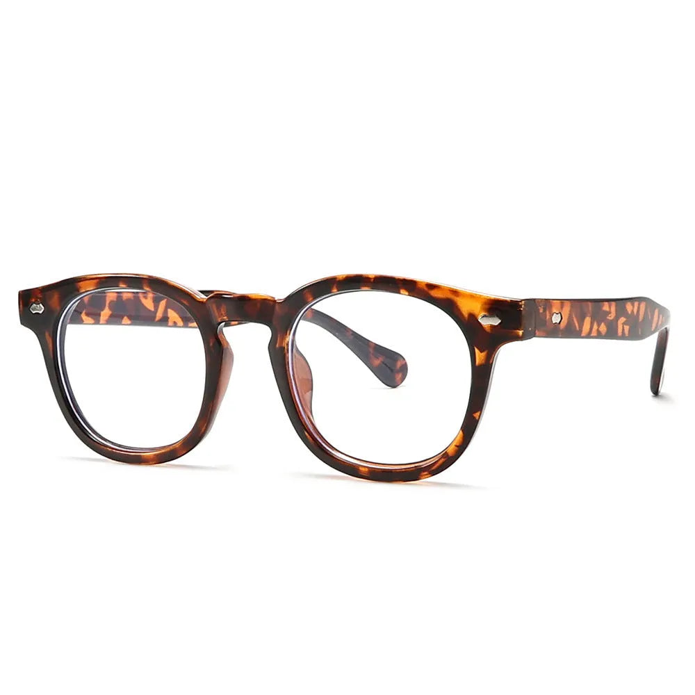 Simple round rim plastic sunglasses shown in a bright black frame with blue lenses on a plain background.