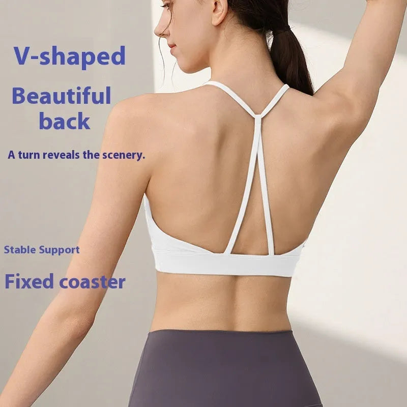 Women's nylon sports vest with fixed double shoulder straps in multiple colours on a size chart