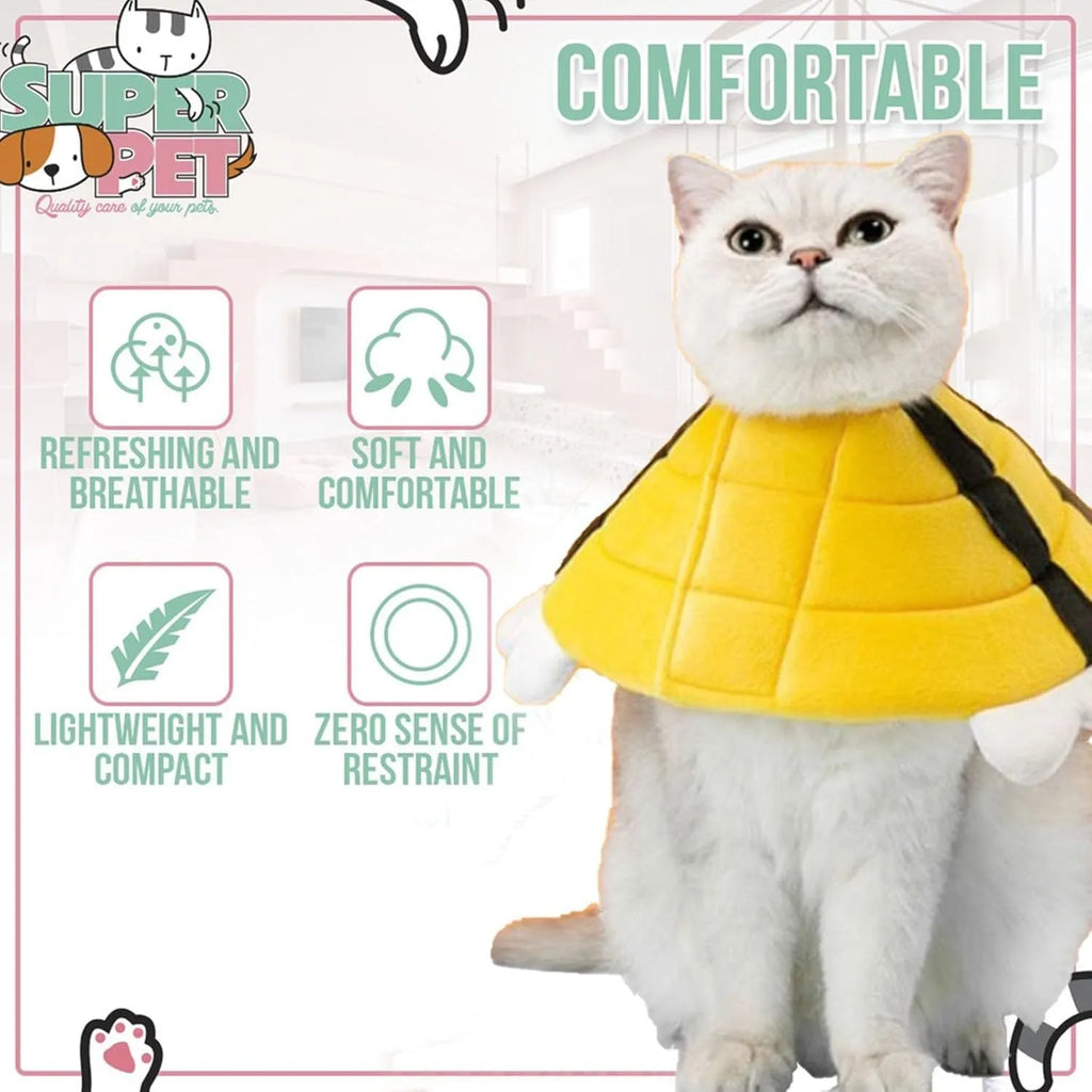 Soft cat cone collar with bee design for post-surgery protection in adjustable sizes