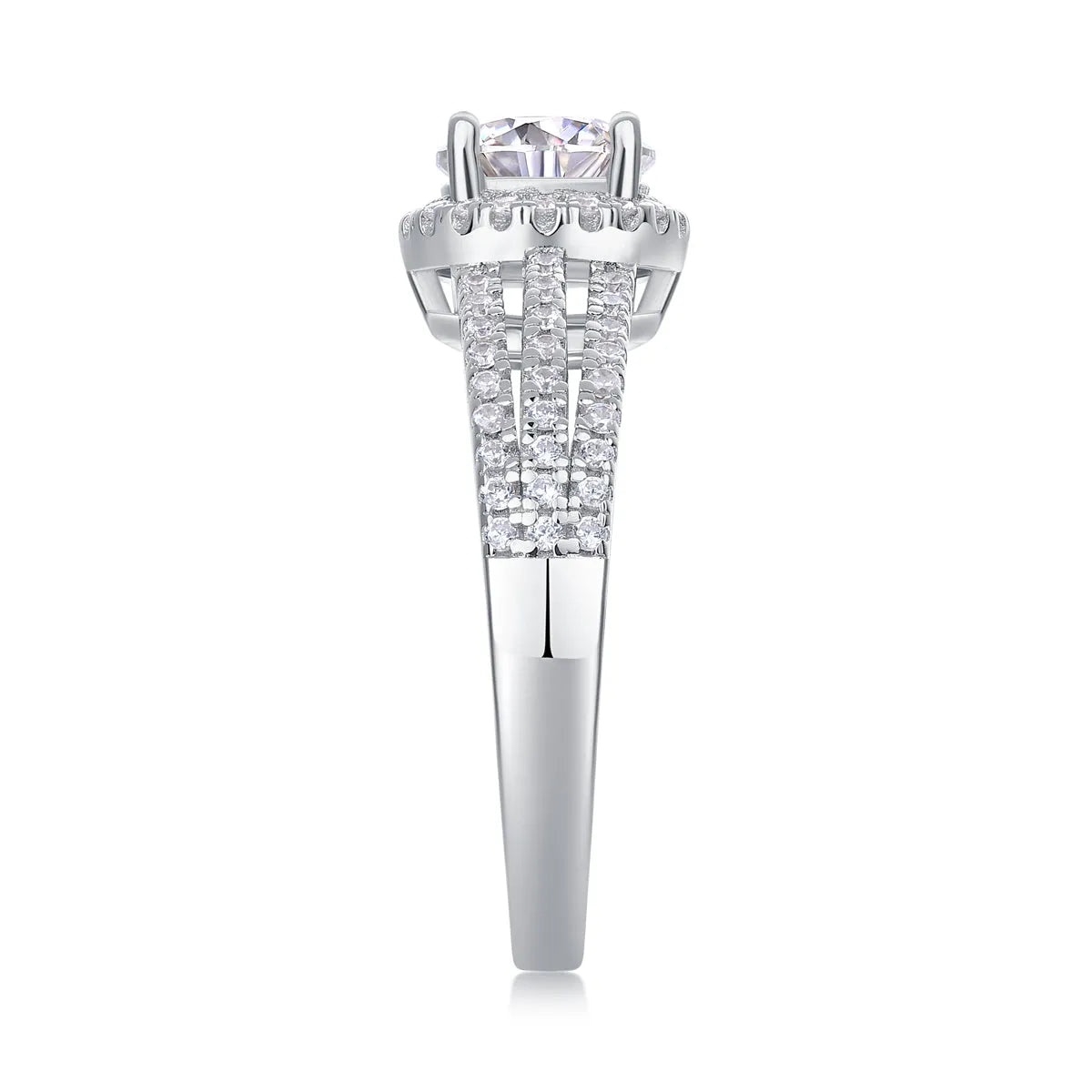 Looking Back 1 carat moissanite wedding ring set in platinum plated S925 silver with gift box