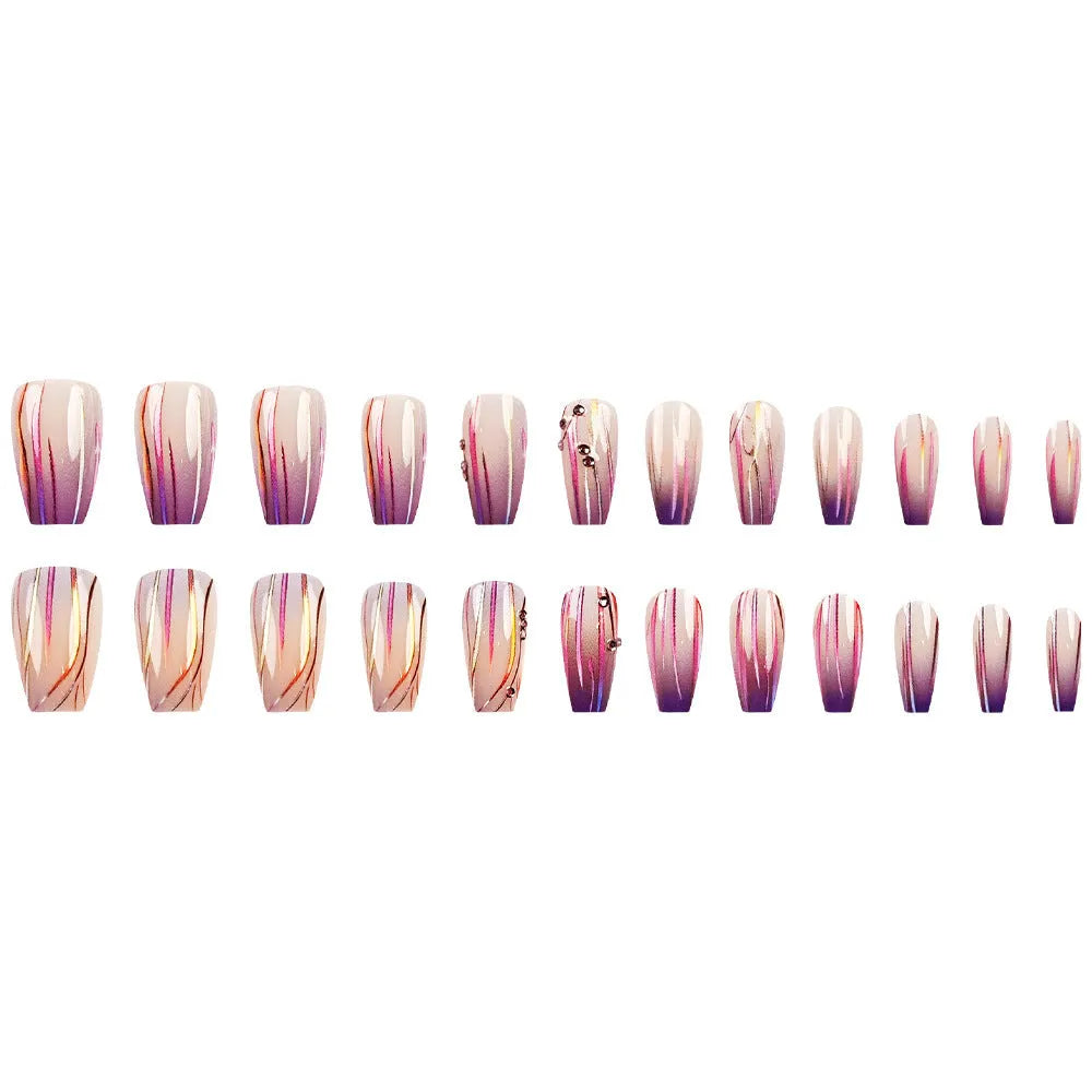 Magic purple gradient starry sky nail art sticker set with 24 designs and jelly glue.
