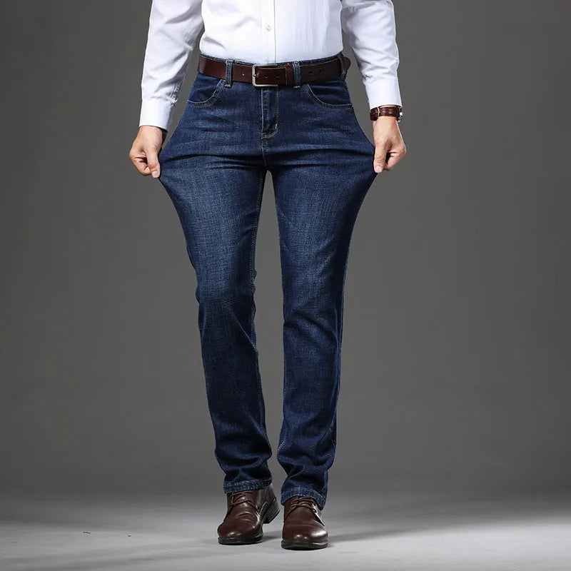 Plus size stretch jeans in K276 black straight-leg business casual trousers