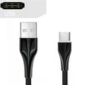 1m aluminium alloy braided data cable in black with Type-C connector on white surface