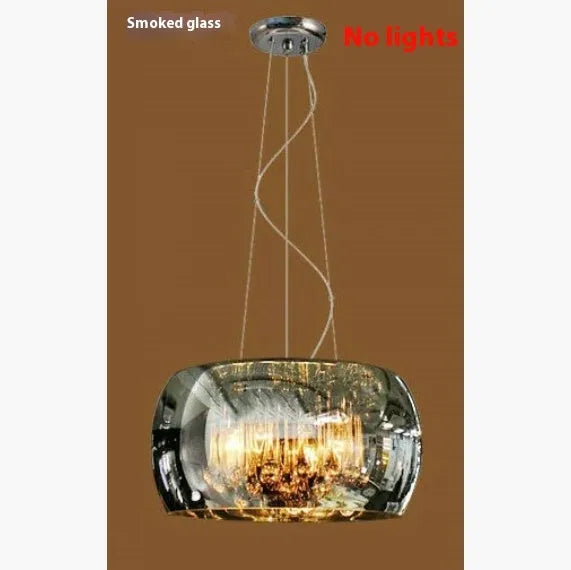 Modern minimalist LED chandelier with smoky gray glass cover, 400mm size, for living room