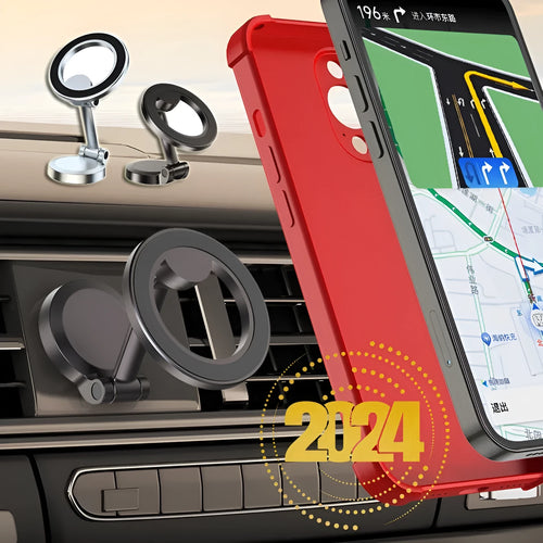 All-metal foldable magnetic car phone mount in Qian colour for dashboard mounting