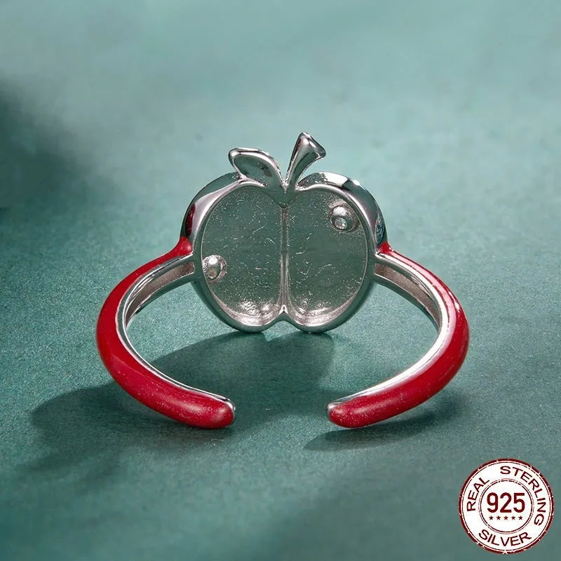 Christmas romantic S925 silver open mouth ring with drip oil finish in BSR720-E colour for women