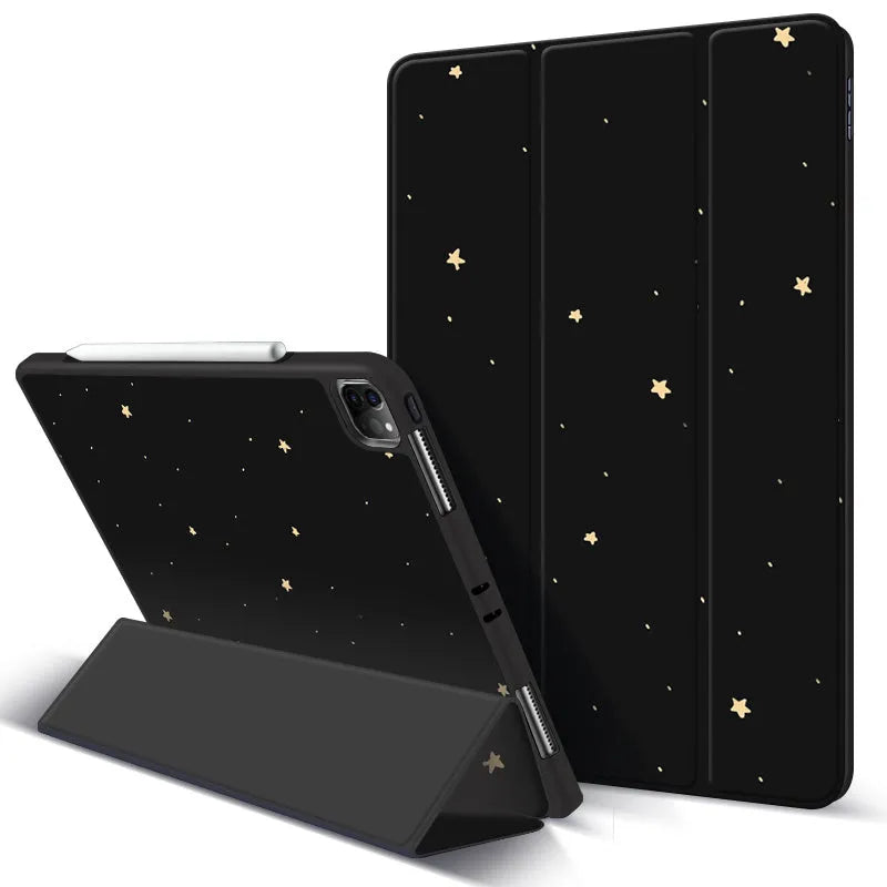 iPad Pro anti-drop protective case with magnetic pen slot and adjustable stand in simple style