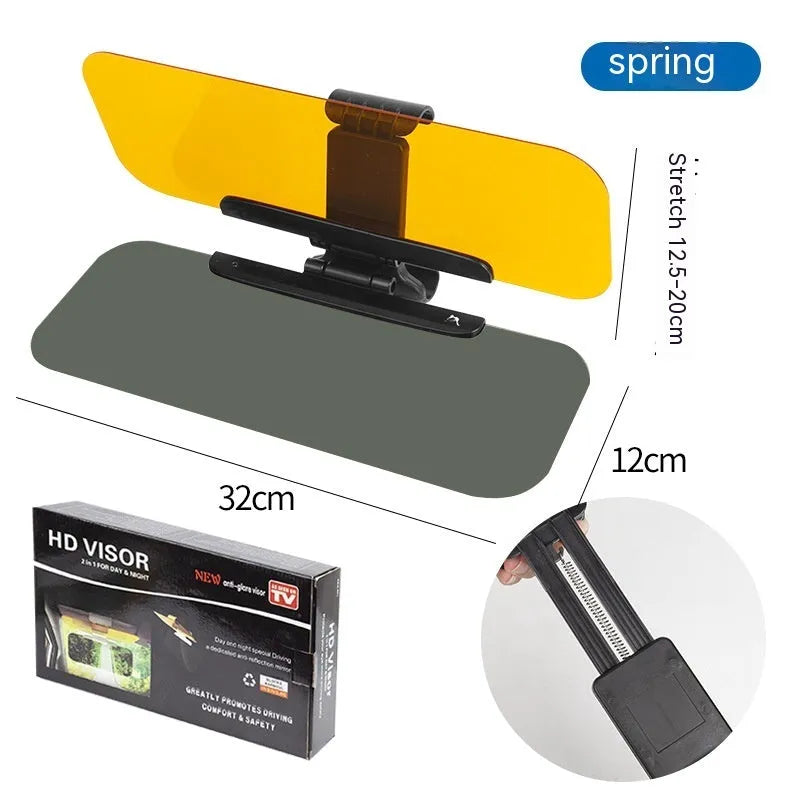Universal car sun visor accessory with telescopic installation for glare reduction