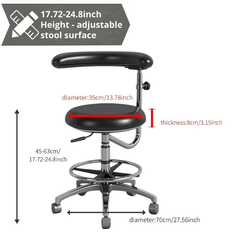 Black leather dental treatment chair with hydraulic lift mechanism for dental surgeries