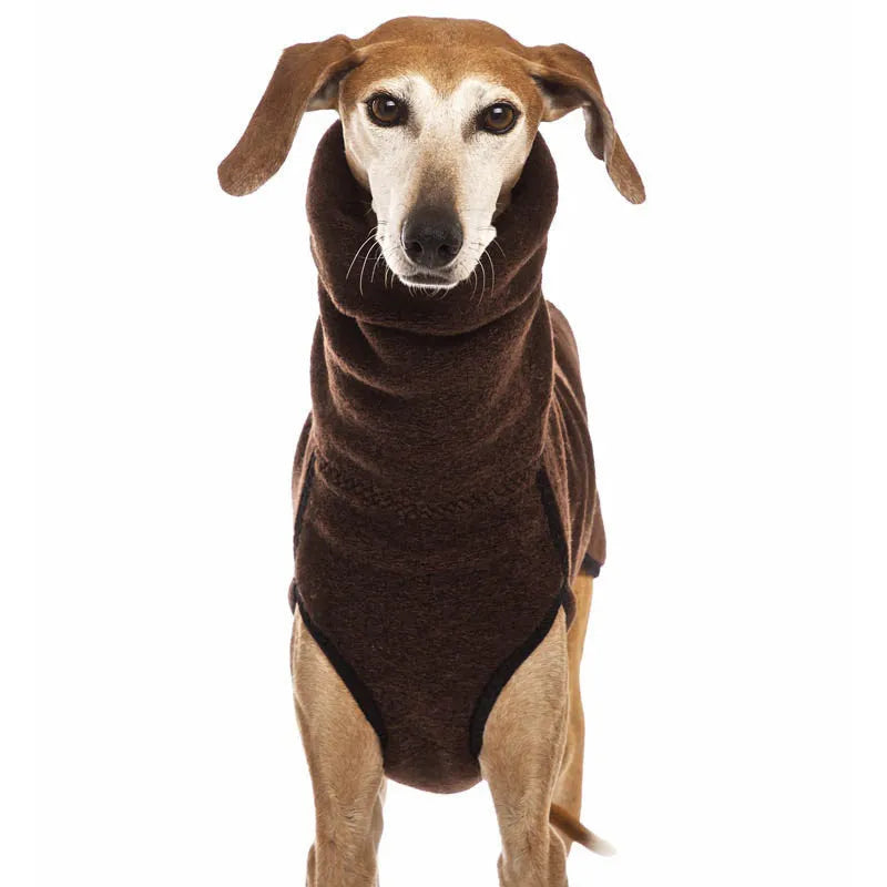Newest winter dog coat for medium large dogs in rabbit fleece with high collar, pullover style