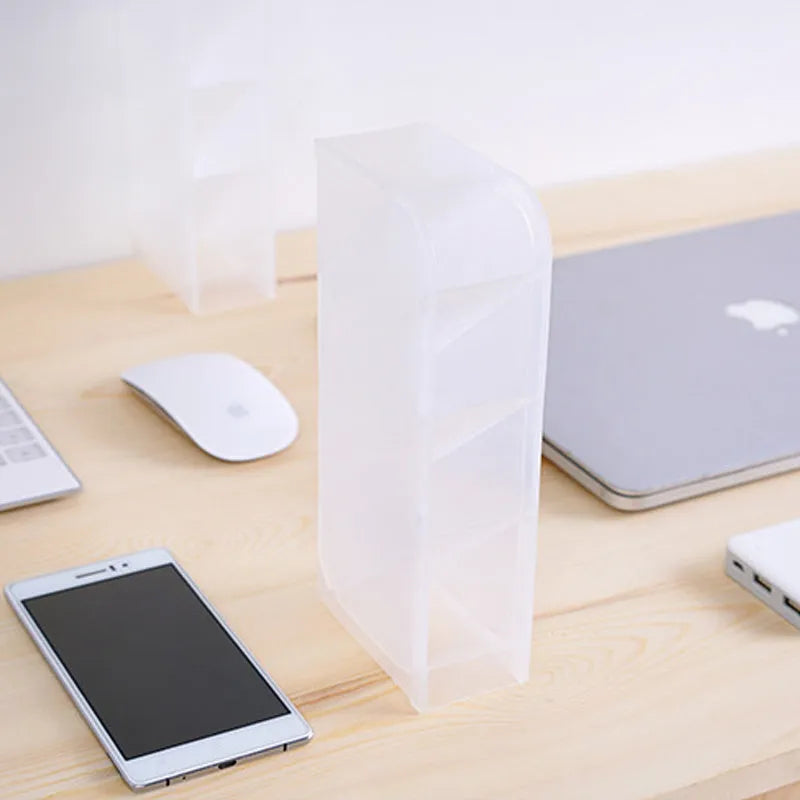 Ins book stand bookshelf with black storage box and divided grid pen holder on a desk
