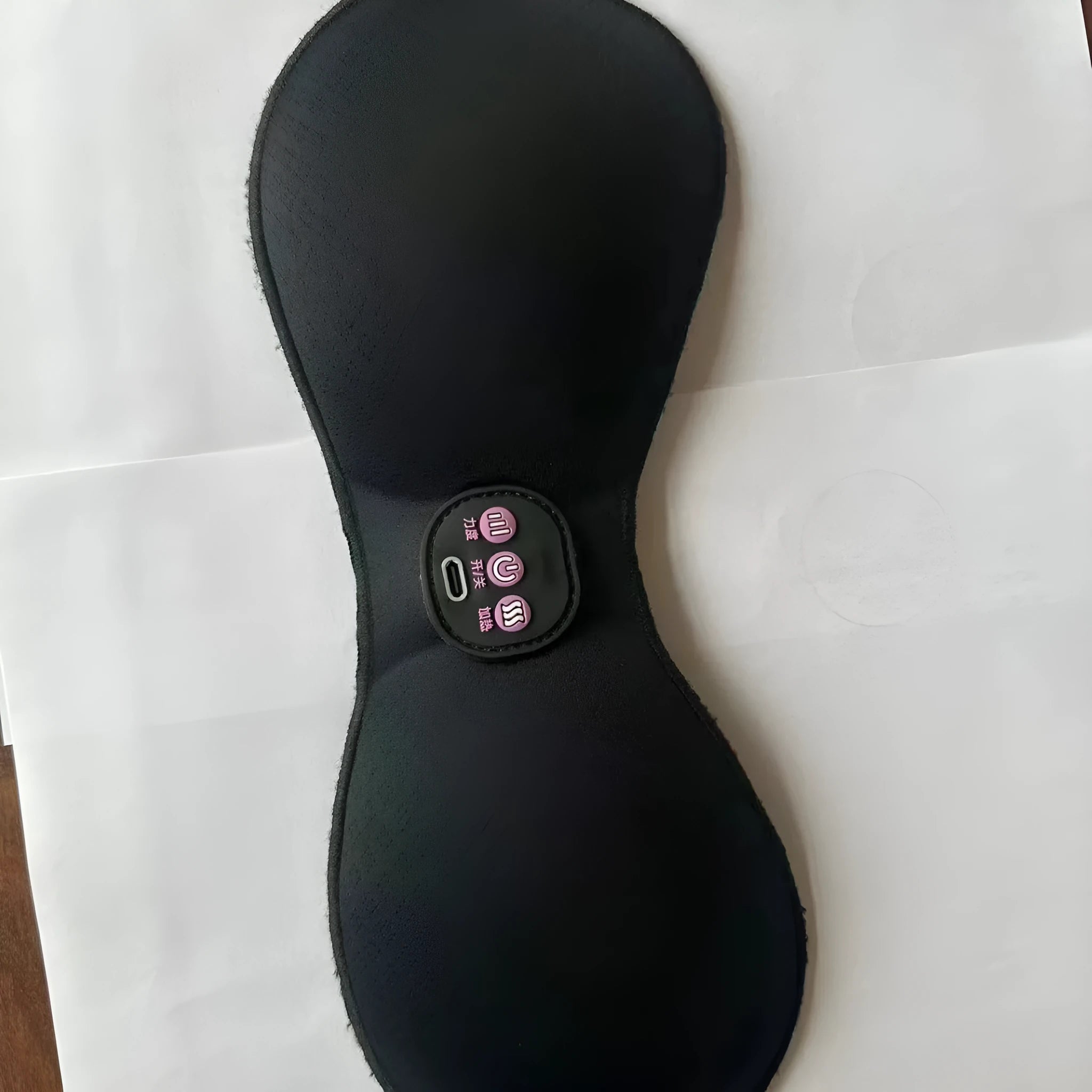Black electric massage chest stickers with 3-key English control liner for vibration therapy