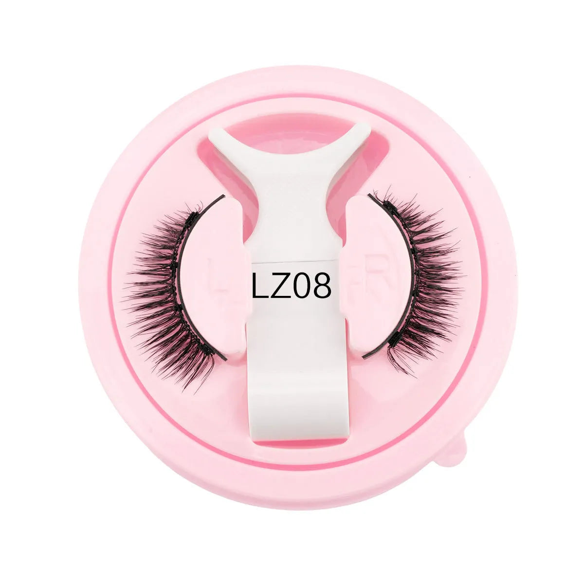 Set of reusable, glue-free waterproof false eyelashes in artificial fibre, showing natural thick 0.6-1.1mm lashes.