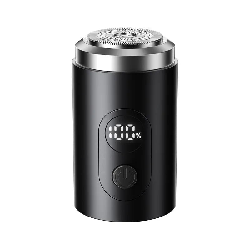 Mini-portable rechargeable electric shaver with floating cutter head in black